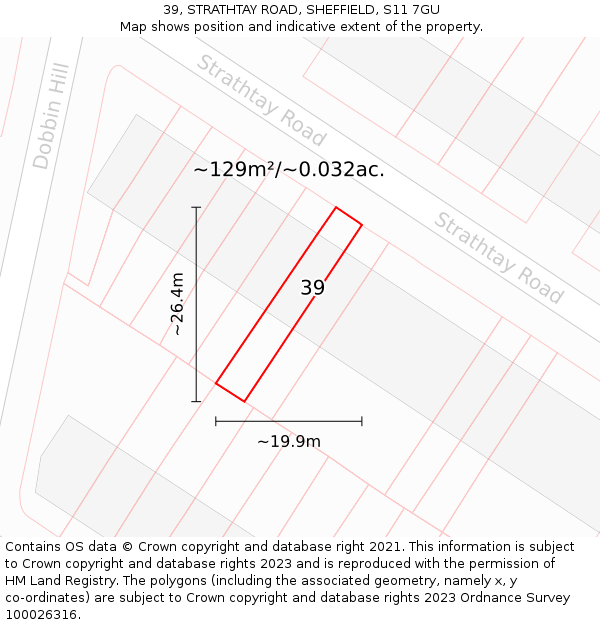 39, STRATHTAY ROAD, SHEFFIELD, S11 7GU: Plot and title map