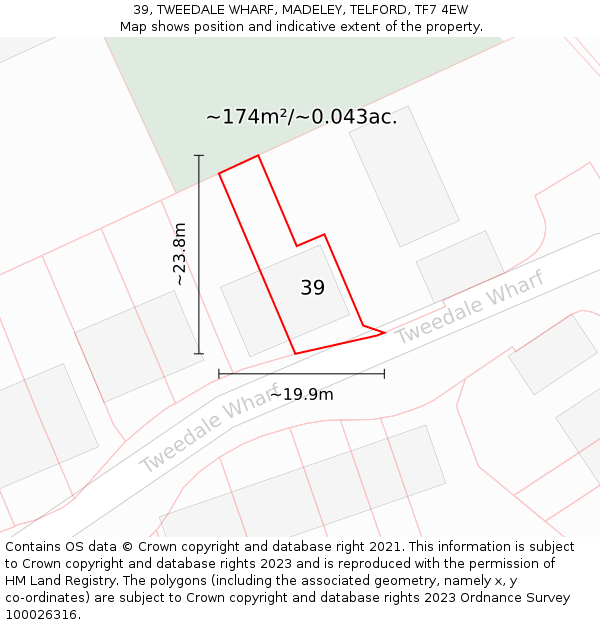 39, TWEEDALE WHARF, MADELEY, TELFORD, TF7 4EW: Plot and title map