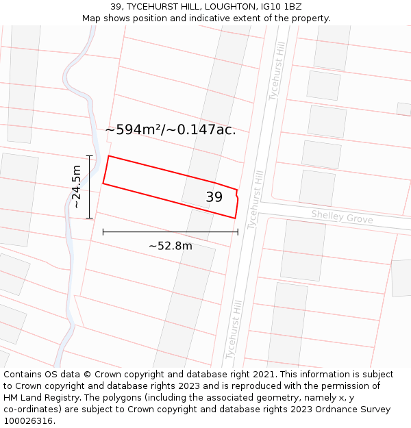 39, TYCEHURST HILL, LOUGHTON, IG10 1BZ: Plot and title map