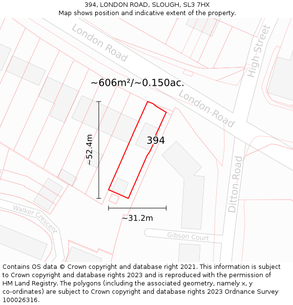 394, LONDON ROAD, SLOUGH, SL3 7HX: Plot and title map