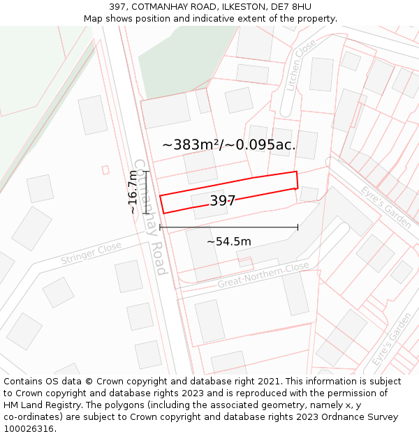 397, COTMANHAY ROAD, ILKESTON, DE7 8HU: Plot and title map