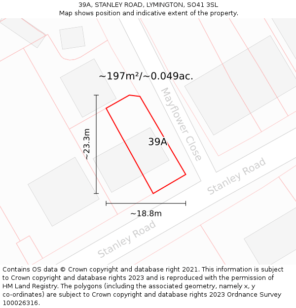 39A, STANLEY ROAD, LYMINGTON, SO41 3SL: Plot and title map