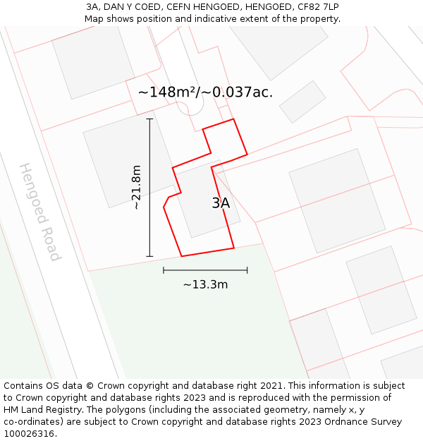 3A, DAN Y COED, CEFN HENGOED, HENGOED, CF82 7LP: Plot and title map