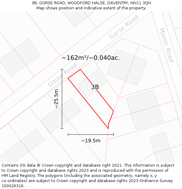 3B, GORSE ROAD, WOODFORD HALSE, DAVENTRY, NN11 3QN: Plot and title map