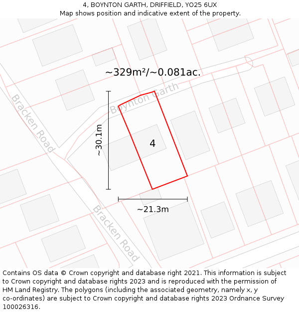 4, BOYNTON GARTH, DRIFFIELD, YO25 6UX: Plot and title map