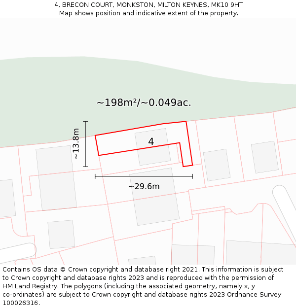 4, BRECON COURT, MONKSTON, MILTON KEYNES, MK10 9HT: Plot and title map