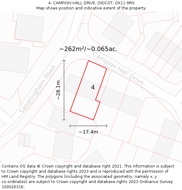 4, CAMPION HALL DRIVE, DIDCOT, OX11 9RN: Plot and title map