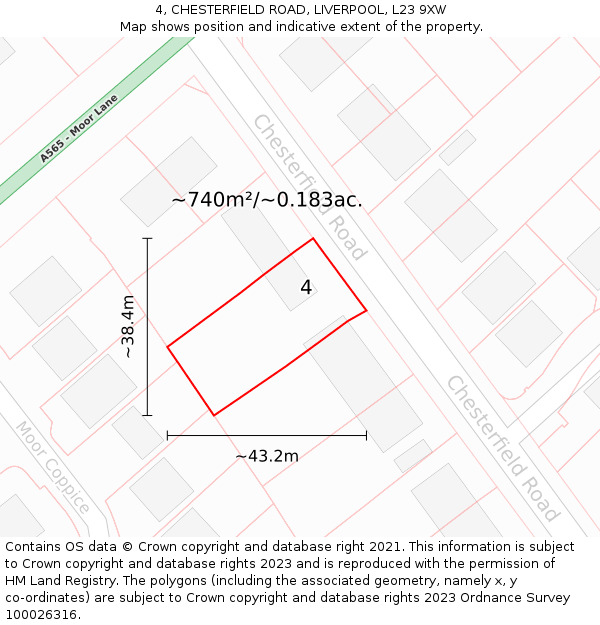 4, CHESTERFIELD ROAD, LIVERPOOL, L23 9XW: Plot and title map