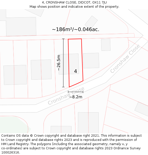 4, CRONSHAW CLOSE, DIDCOT, OX11 7JU: Plot and title map