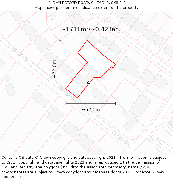 4, DAYLESFORD ROAD, CHEADLE, SK8 1LF: Plot and title map