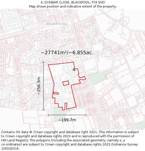 4, DUNBAR CLOSE, BLACKPOOL, FY4 5ND: Plot and title map