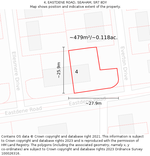 4, EASTDENE ROAD, SEAHAM, SR7 8DY: Plot and title map