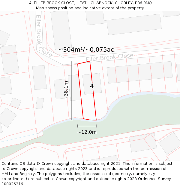 4, ELLER BROOK CLOSE, HEATH CHARNOCK, CHORLEY, PR6 9NQ: Plot and title map