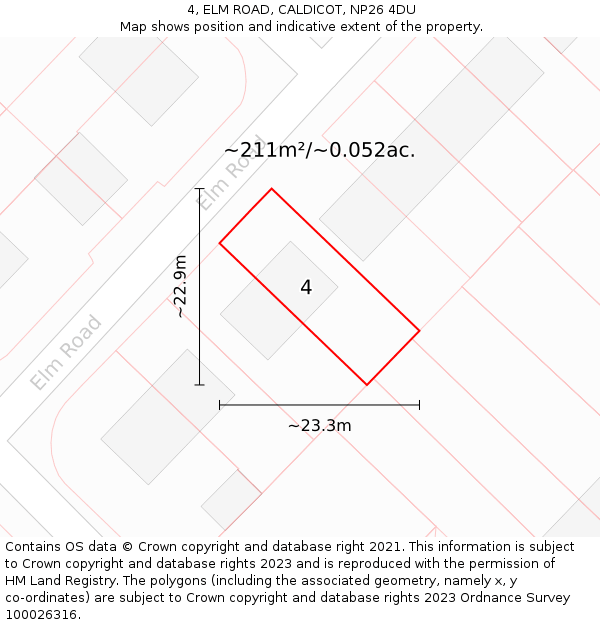 4, ELM ROAD, CALDICOT, NP26 4DU: Plot and title map