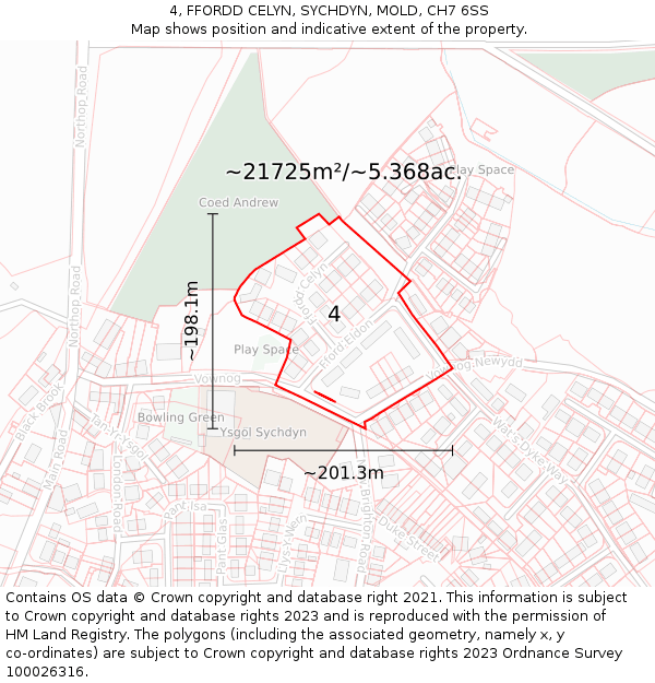 4, FFORDD CELYN, SYCHDYN, MOLD, CH7 6SS: Plot and title map