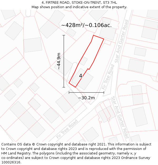 4, FIRTREE ROAD, STOKE-ON-TRENT, ST3 7HL: Plot and title map