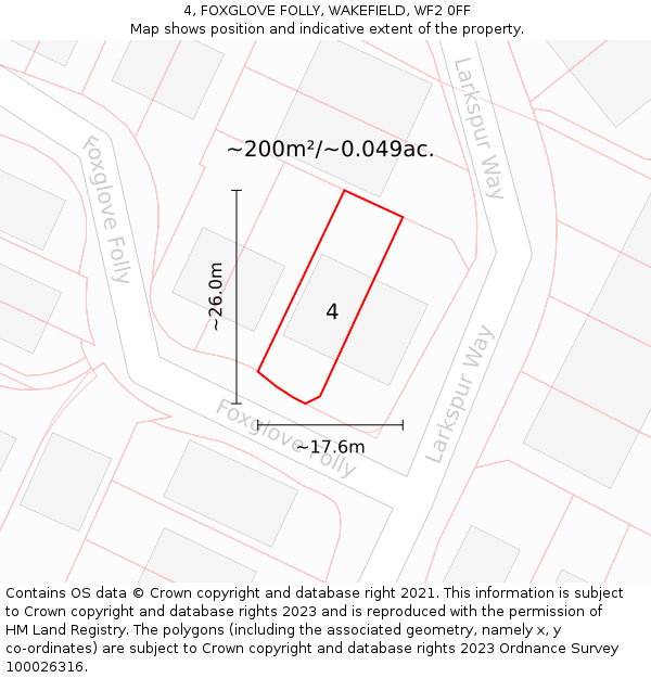 4, FOXGLOVE FOLLY, WAKEFIELD, WF2 0FF: Plot and title map