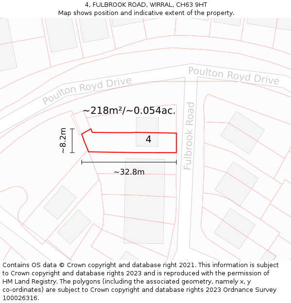 4, FULBROOK ROAD, WIRRAL, CH63 9HT: Plot and title map