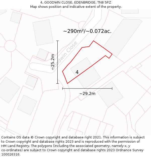 4, GOODWIN CLOSE, EDENBRIDGE, TN8 5PZ: Plot and title map