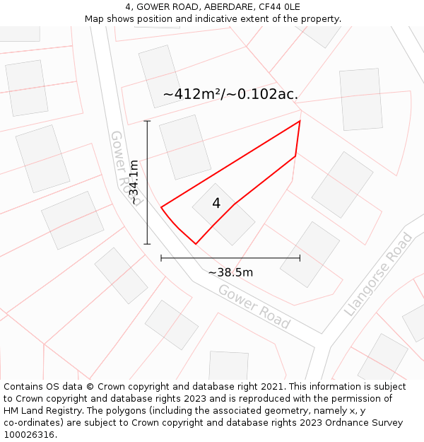 4, GOWER ROAD, ABERDARE, CF44 0LE: Plot and title map