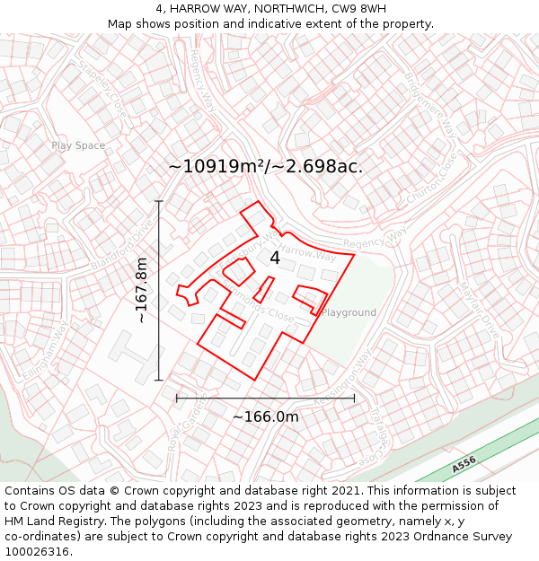 4, HARROW WAY, NORTHWICH, CW9 8WH: Plot and title map