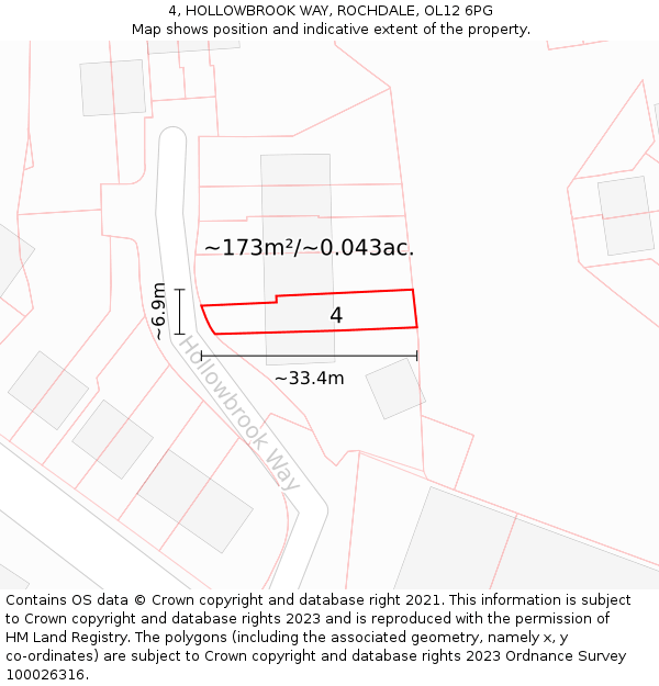 4, HOLLOWBROOK WAY, ROCHDALE, OL12 6PG: Plot and title map