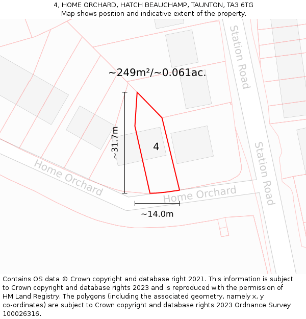 4, HOME ORCHARD, HATCH BEAUCHAMP, TAUNTON, TA3 6TG: Plot and title map