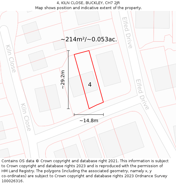 4, KILN CLOSE, BUCKLEY, CH7 2JR: Plot and title map