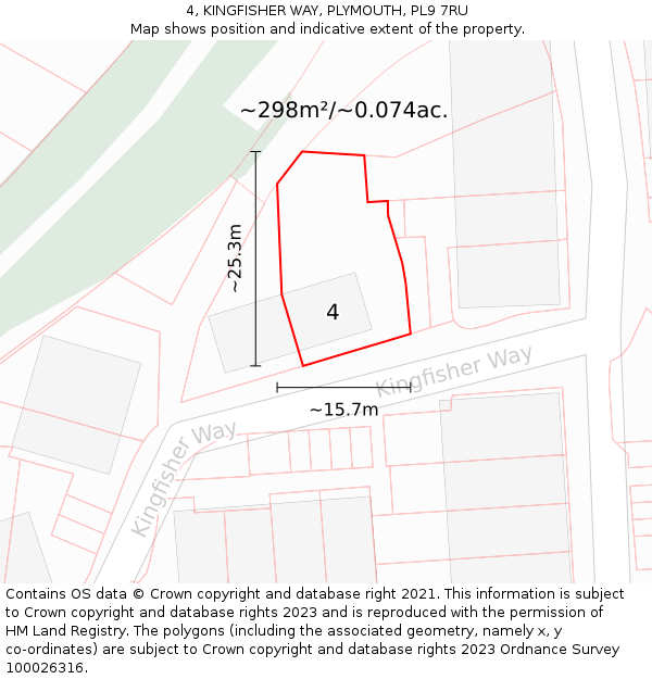 4, KINGFISHER WAY, PLYMOUTH, PL9 7RU: Plot and title map