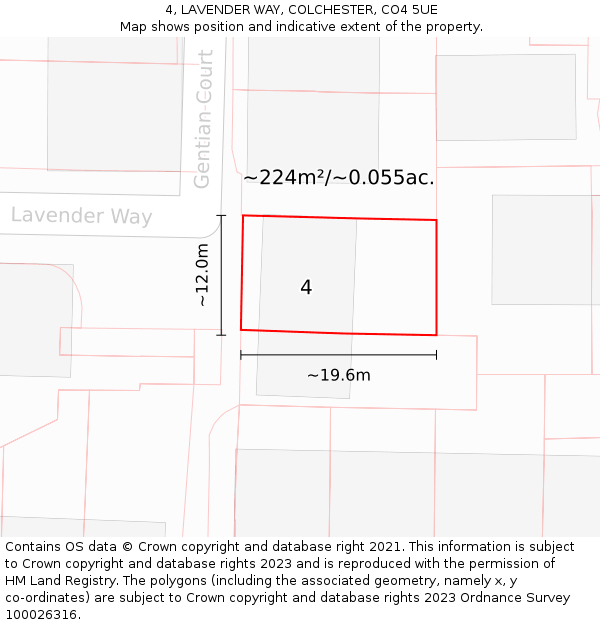 4, LAVENDER WAY, COLCHESTER, CO4 5UE: Plot and title map