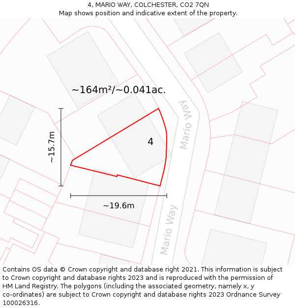 4, MARIO WAY, COLCHESTER, CO2 7QN: Plot and title map