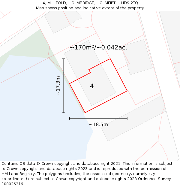 4, MILLFOLD, HOLMBRIDGE, HOLMFIRTH, HD9 2TQ: Plot and title map