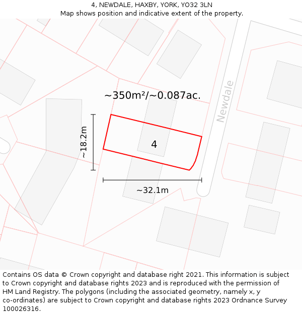 4, NEWDALE, HAXBY, YORK, YO32 3LN: Plot and title map