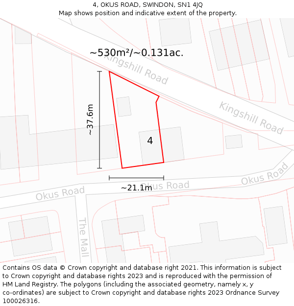 4, OKUS ROAD, SWINDON, SN1 4JQ: Plot and title map