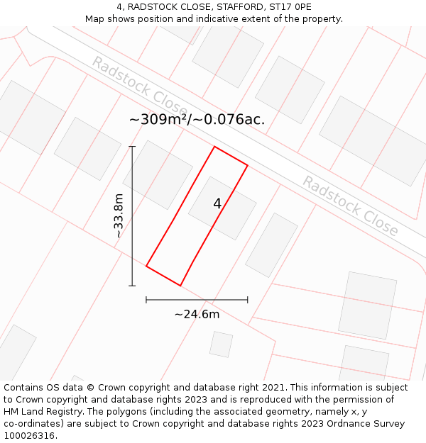 4, RADSTOCK CLOSE, STAFFORD, ST17 0PE: Plot and title map