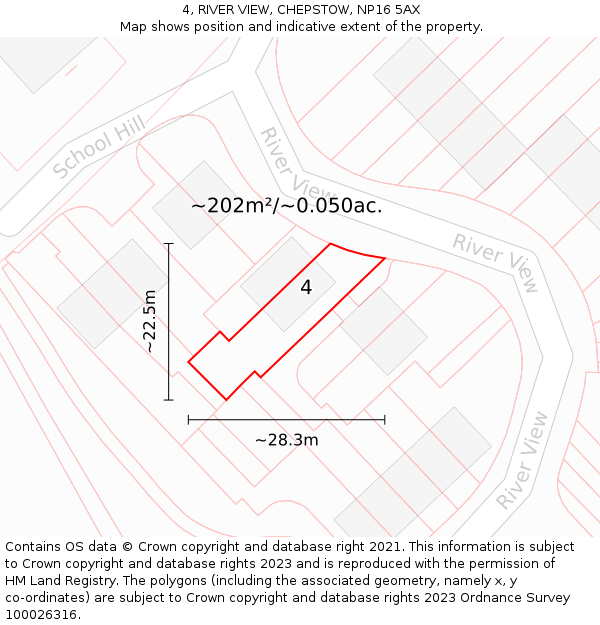 4, RIVER VIEW, CHEPSTOW, NP16 5AX: Plot and title map