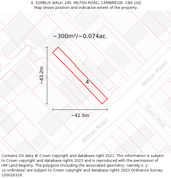 4, SORBUS WALK, 245, MILTON ROAD, CAMBRIDGE, CB4 1XQ: Plot and title map