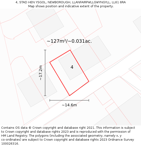 4, STAD HEN YSGOL, NEWBOROUGH, LLANFAIRPWLLGWYNGYLL, LL61 6RA: Plot and title map