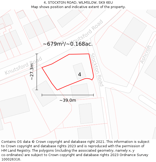 4, STOCKTON ROAD, WILMSLOW, SK9 6EU: Plot and title map