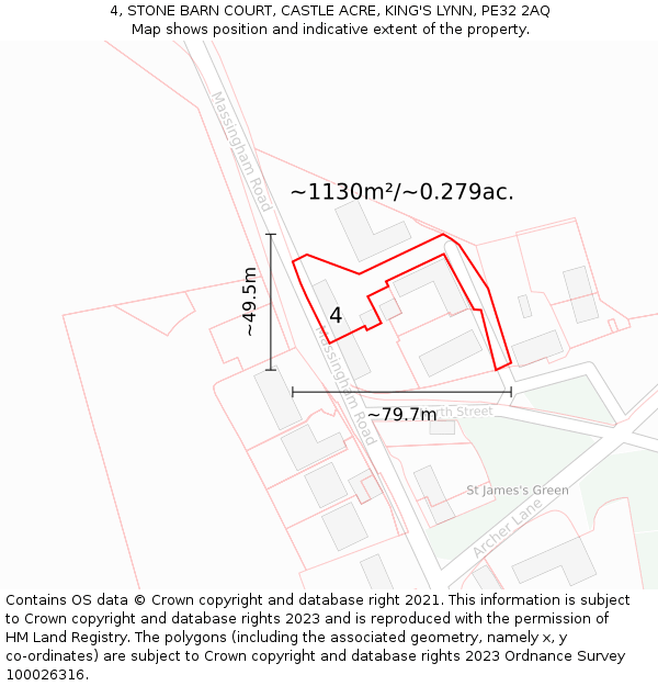 4, STONE BARN COURT, CASTLE ACRE, KING'S LYNN, PE32 2AQ: Plot and title map