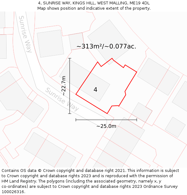 4, SUNRISE WAY, KINGS HILL, WEST MALLING, ME19 4DL: Plot and title map