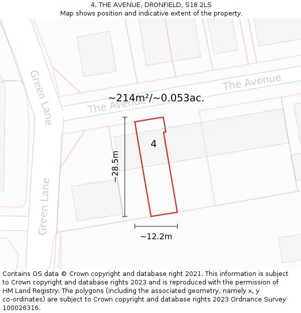 4, THE AVENUE, DRONFIELD, S18 2LS: Plot and title map