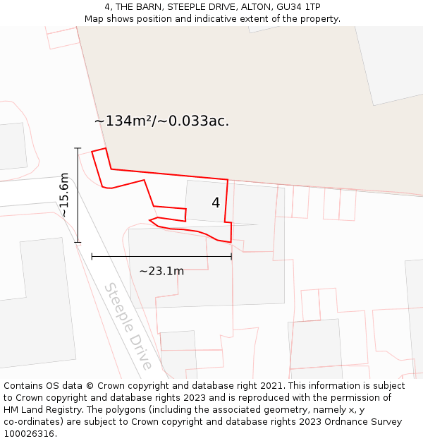 4, THE BARN, STEEPLE DRIVE, ALTON, GU34 1TP: Plot and title map