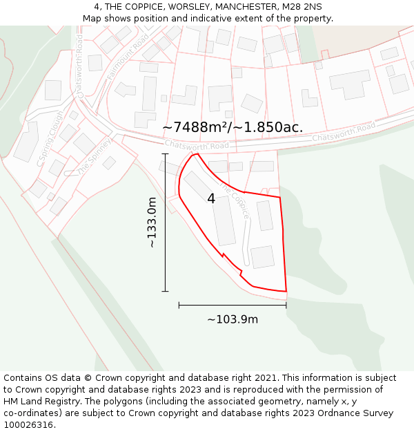 4, THE COPPICE, WORSLEY, MANCHESTER, M28 2NS: Plot and title map