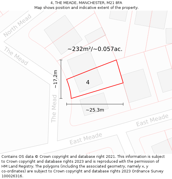 4, THE MEADE, MANCHESTER, M21 8FA: Plot and title map