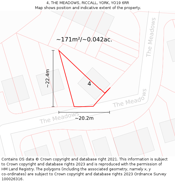 4, THE MEADOWS, RICCALL, YORK, YO19 6RR: Plot and title map