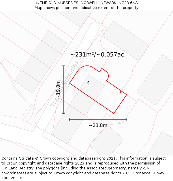 4, THE OLD NURSERIES, NORWELL, NEWARK, NG23 6NA: Plot and title map