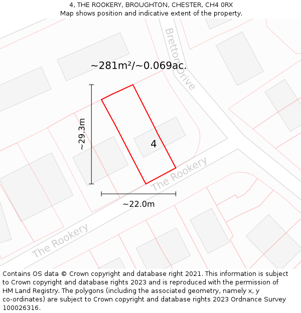 4, THE ROOKERY, BROUGHTON, CHESTER, CH4 0RX: Plot and title map