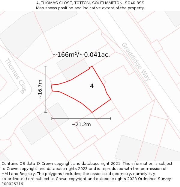 4, THOMAS CLOSE, TOTTON, SOUTHAMPTON, SO40 8SS: Plot and title map