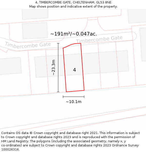 4, TIMBERCOMBE GATE, CHELTENHAM, GL53 8NE: Plot and title map